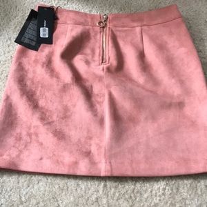 Blush faux suede high waisted skirt